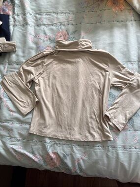 Beige Turtleneck Long Sleeve Top